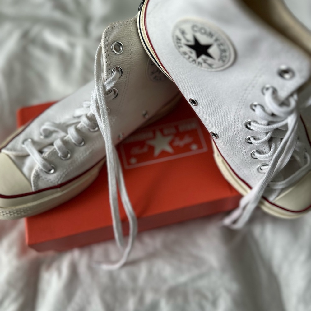 Converse White and Red Chuck Taylor High-Tops
